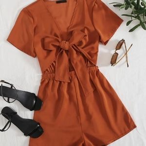 Shein Front Tie Cut Out Romper